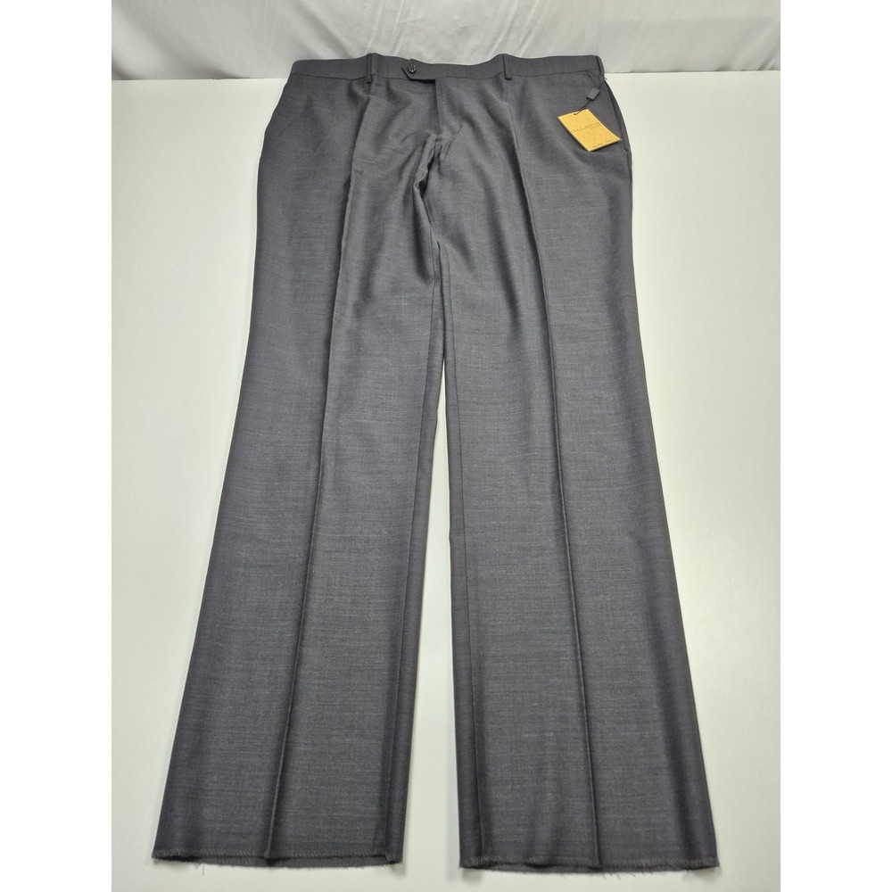 Galante Uomo Suit Pants Men's 46x36 Gray Wool Viscose Italy Dress Flat Front